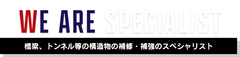WE ARE SPECIALIST　橋梁、トンネル等の構造物の補修・補強のスペシャリスト